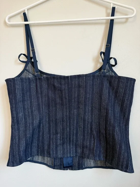 Lioness Charismatic Denim Corset top size Large Dark denim pinstripe - Picture 5 of 6